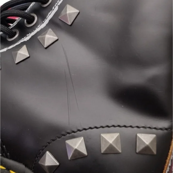 Dr. Martens 1460 Stud Leather Black Rolled Vintage Smooth Boots - Picture 10 of 11